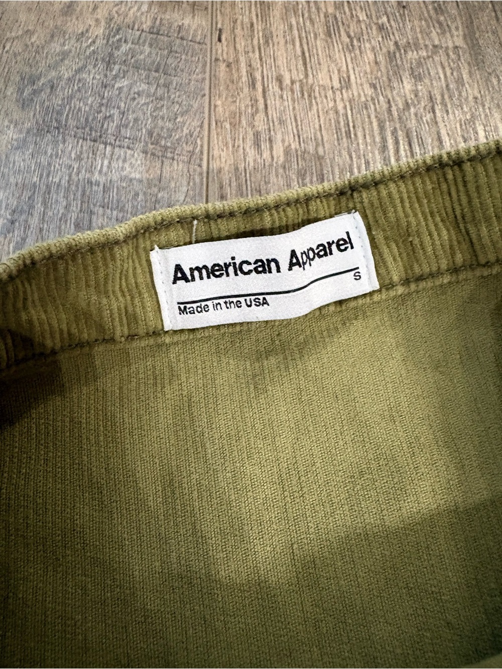 American Apparel Olive Green Corduroy Button-Front A-Line Skirt - Picture 3 of 5